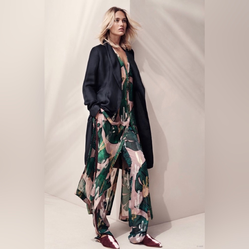 NWOT - H&M Studio S/S 2015 pink Resort Kaftan/Kimono and matching pants